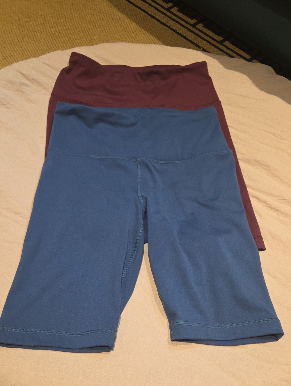 Athletic Works Blue and Maroon High-Waist Bike Shorts Duo